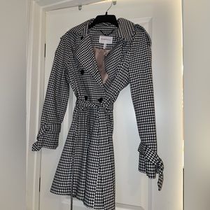 BCBG Black and White Herringbone pea coat - lightweight